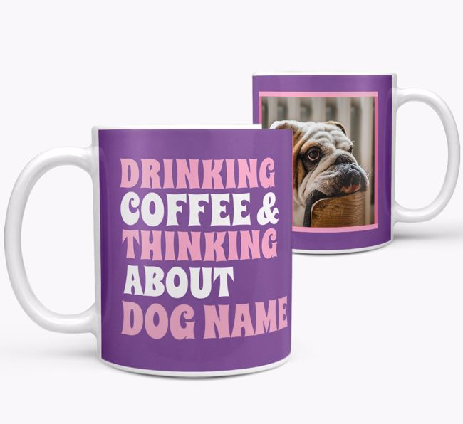 'Drinking Coffee...' - Personalized {breedFullName} Photo Upload Mug
